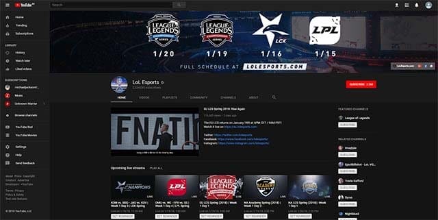 Watch League of Legends esports streams on YouTube Gaming League of Legends esports streams on YouTube Gaming
